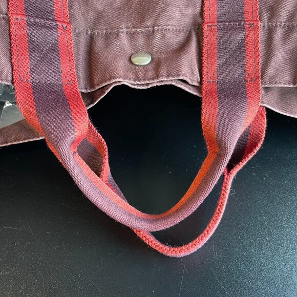 Hermes Vintage Hermès Toile Fourre-Tout MM - Brown/Red - Preowned - Picture 6 of 15